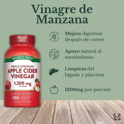 Vinagre de sidra de Manzana en cápsulas | Digestión y depuración sin sensación de acidez Nature's Truth
