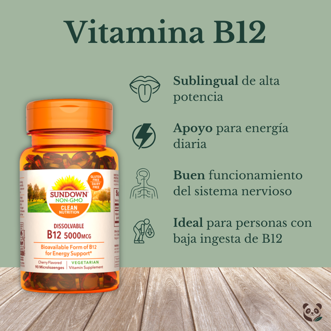 Vitamina B12 Sublingual 5000 mcg | Energía y Sistema Nervioso Sundown