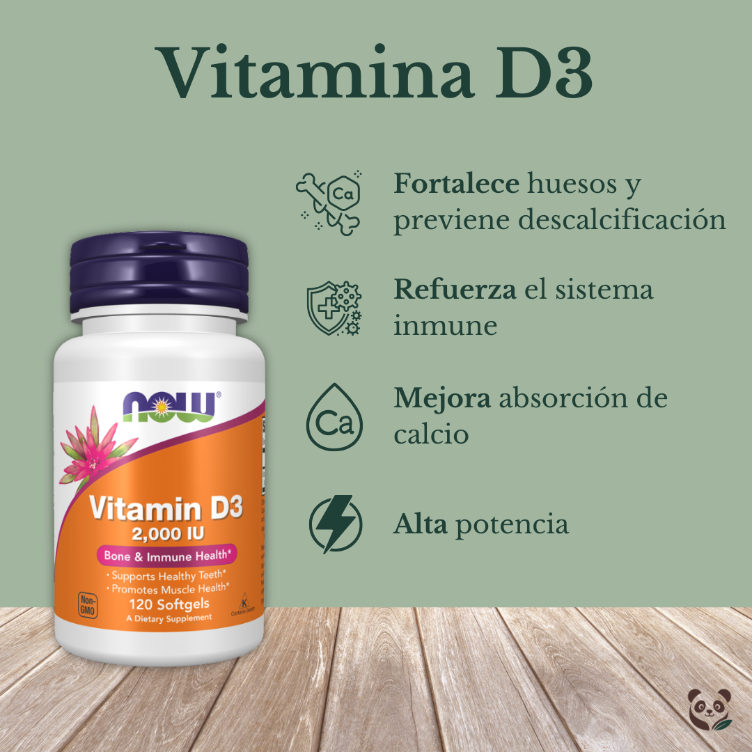 Vitamin D3 2000 IU | Soporte inmunológico y óseo Now Foods