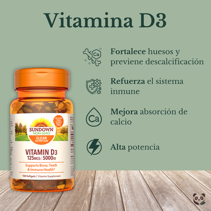 Vitamin D3 5000 IU | Soporte inmunológico y óseo Sundown