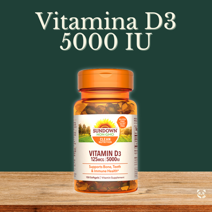 Vitamin D3 5000 IU | Soporte inmunológico y óseo Sundown